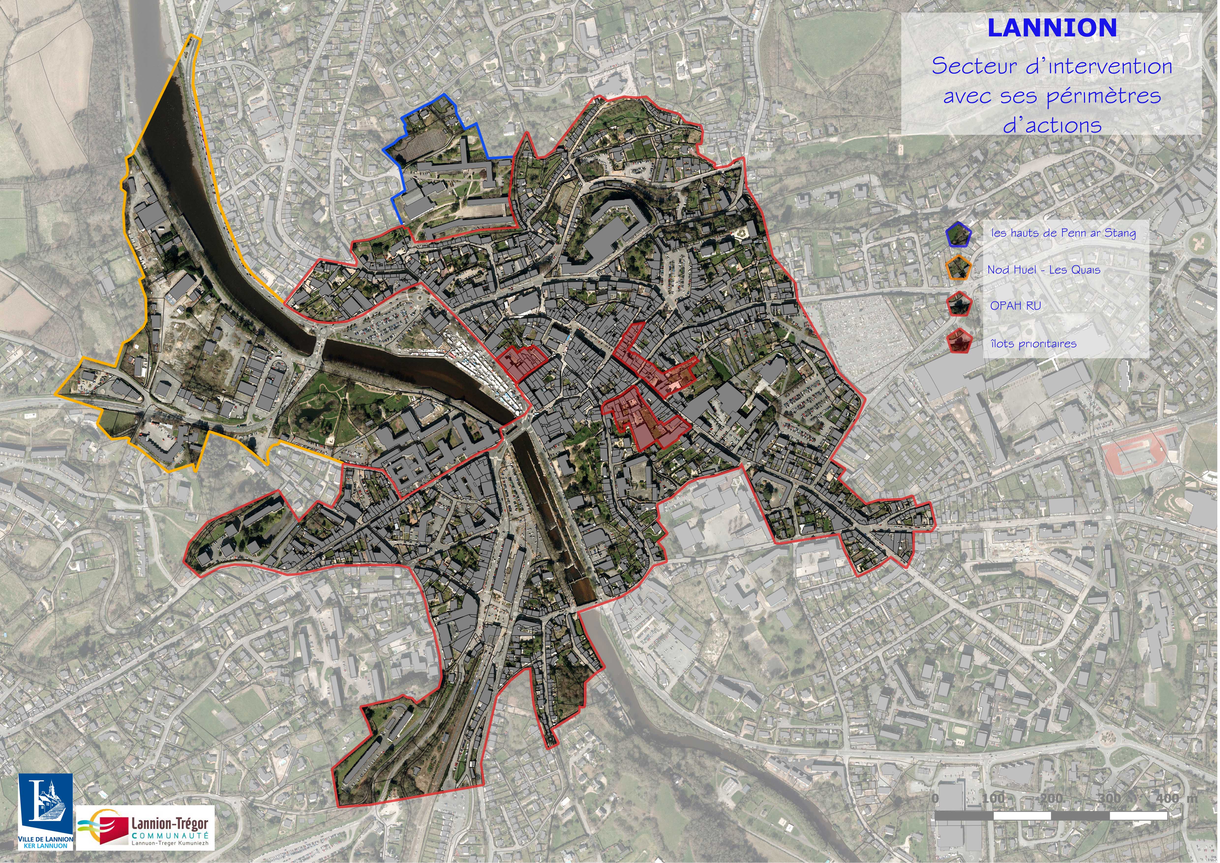 Cartographie des secteurs d'intervention - Lannion en grand format (nouvelle fenêtre)