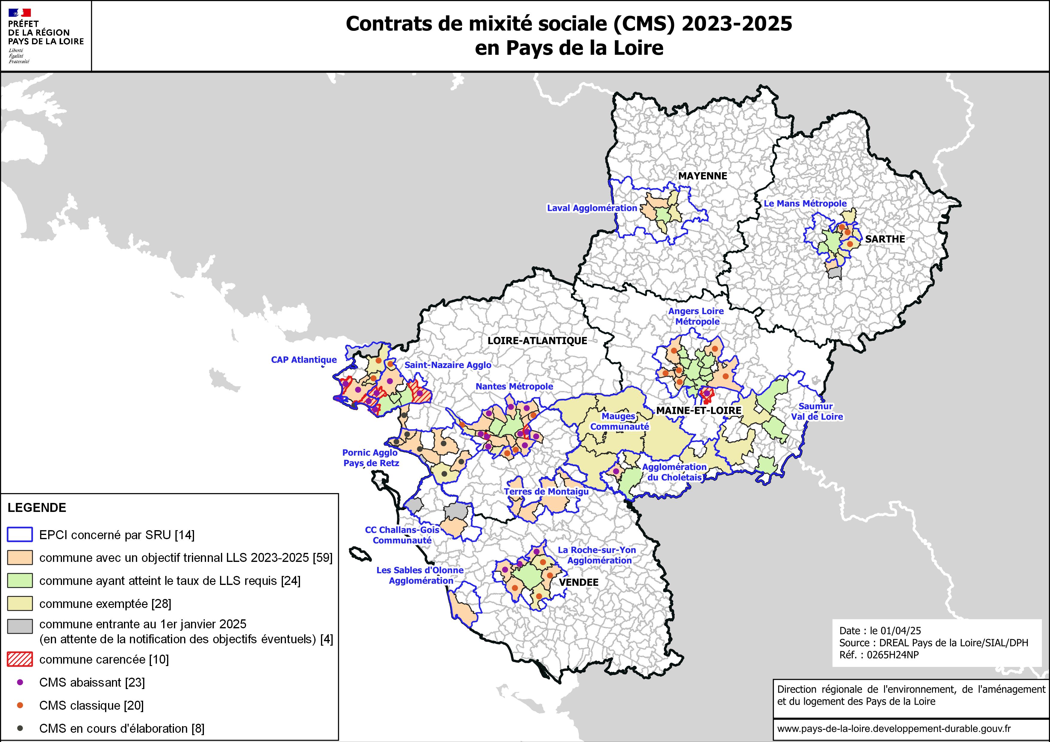 Carte des CMS en Pays de la Loire