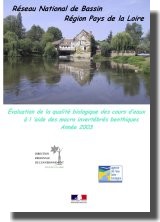 Couverture "Evaluation de la qualité biologique des cours d'eau à l'aide des macro invertébrés benthiques - Année 2003"