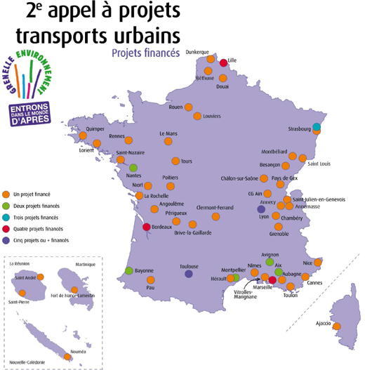 Carte des projets retenus