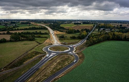 Photo aérienne de giratoire au Nord du projet (oct 2018)