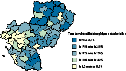 Taux de vulnérabilité énergétique « résidentielle » par zone d’au moins 30 000 habitants (EPCI ou regroupement d’EPCI)