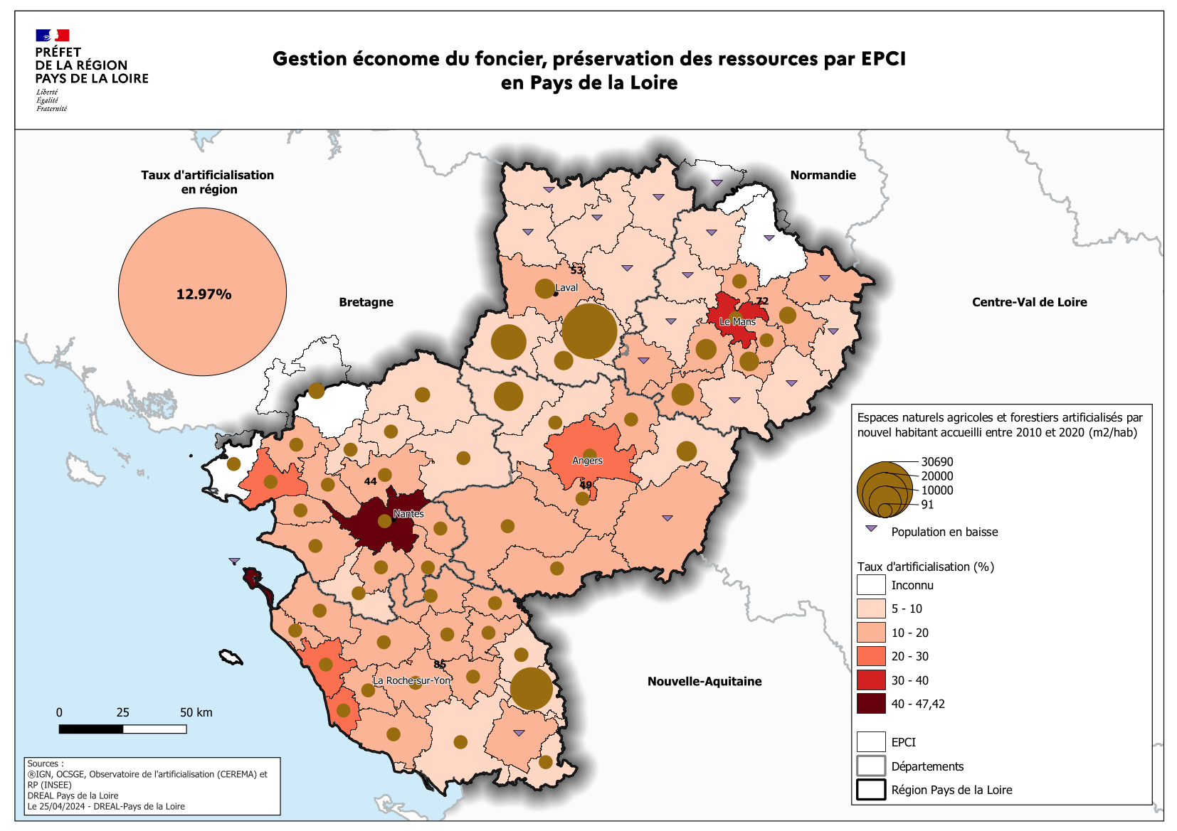 Gestion économe du foncier et préservation des ressources par EPCI en Pays de la Loire