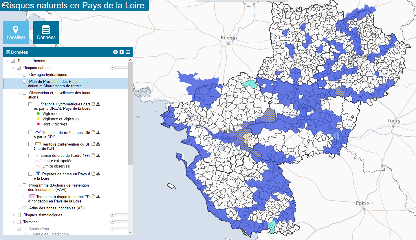 Sigloire - carte des risques naturels en Pays de la Loire